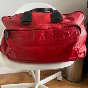 Red Leather Dufflebag by DSquared2
